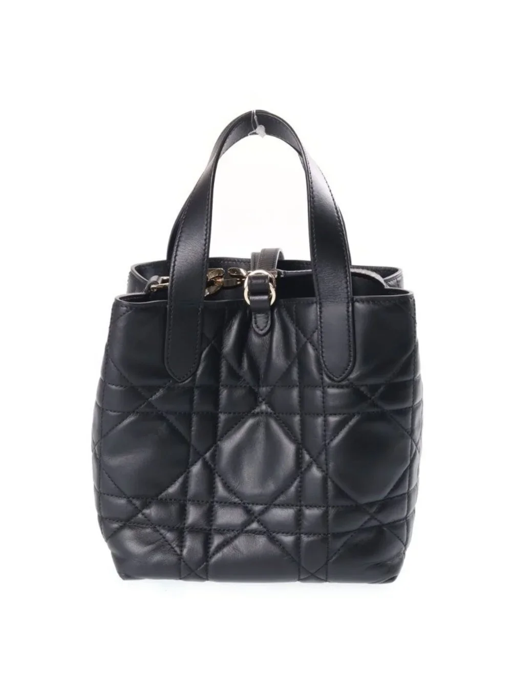 Dior Toujours Macro Cannage Vertical Tote Small 2-Way Shoulder Bag Black